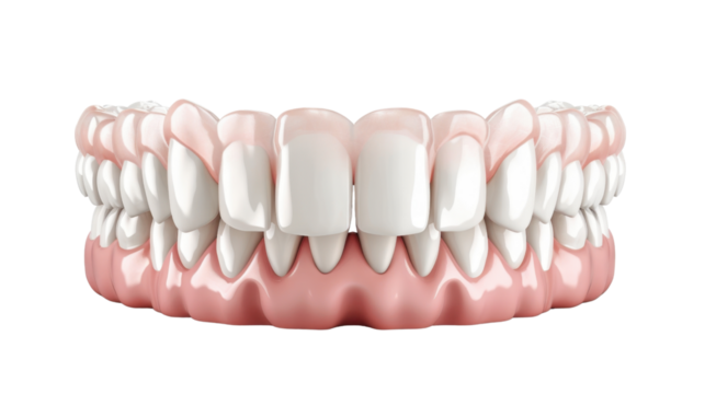 Healthy teeth and gums showing proper dental hygiene on transparent background
