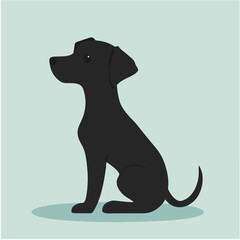 Cute Black Dog Sitting on Light Background for Pet and Animal Illustrations