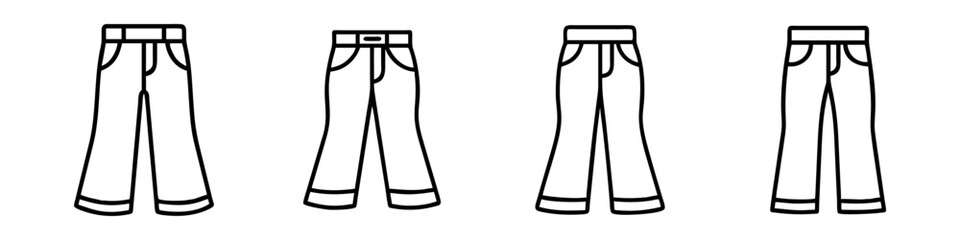 bell bottom jeans icon, bell bottom jeans line art - simple line art of bell bottom jeans, perfect for bell bottom jeans logos and icons