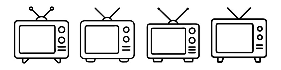 retro tv icon, retro tv line art - simple line art of retro tv, perfect for retro tv logos and icons