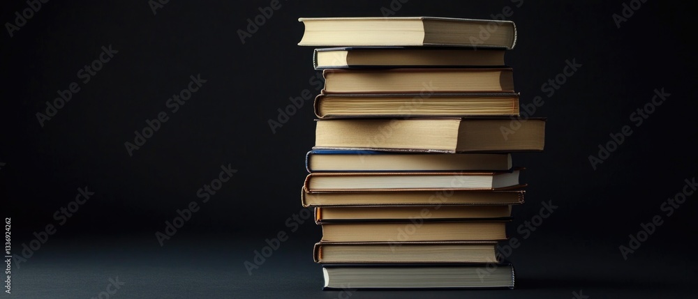 Poster a pile of books stacked on top of each other, waiting to be read