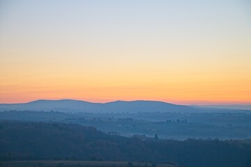 Sunrise and Fog Umbria Tuscany Italy January