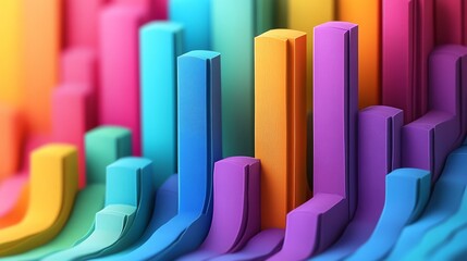 Fototapeta premium A vibrant display of colorful 3D shapes forms an abstract pattern, perfect for use in design projects, backgrounds, or digital artwork.