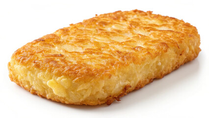 Crispy golden hash brown with textured surface, perfect for breakfast or as side dish. This delicious potato treat is favorite for its savory flavor and satisfying crunch