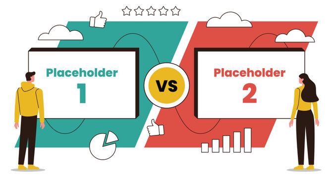 Comparison Infographic Design Template, Comparison between companies and products and services. Vector illustration, banner.