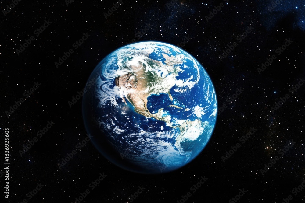 Aufkleber a view of the earth from space with stars shining in the background