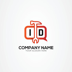 iD Letter Logo Services Icon With Chat Logo Isolated Vector Illustration