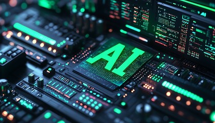 Fototapeta premium A close up view of a digital circuit board with text