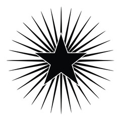 black and white star bright star with rays
