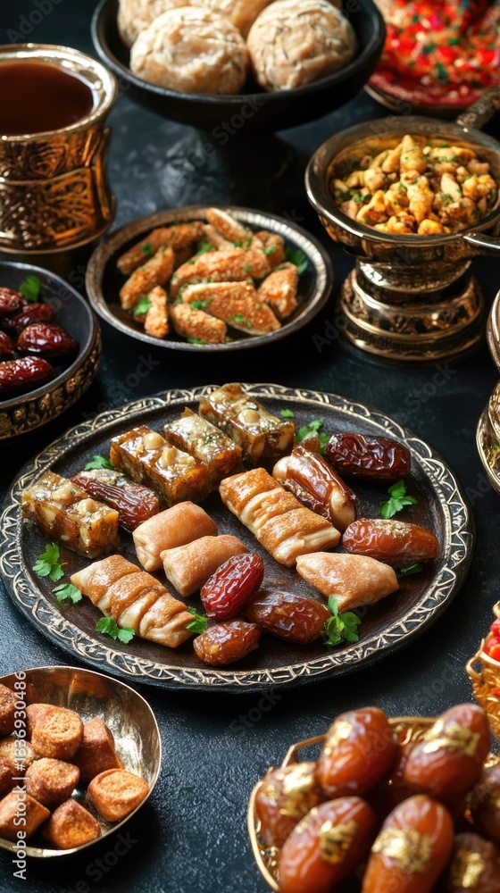 Poster A table filled with different types of food for a party or buffet