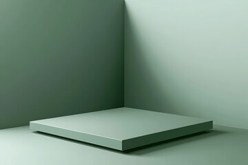 Modern Empty Corner Display Platform in Green