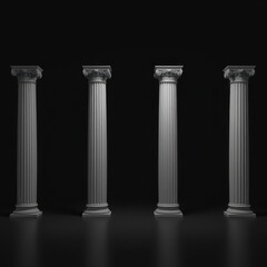 Obraz premium four columns of white pillars in a dark room