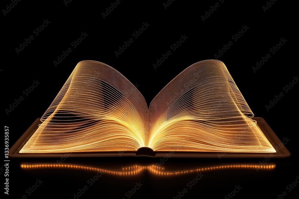 Poster An open book with a glowing light emerging from its pages