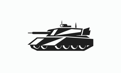 Tank war, military tank silhouette, army vector illustration