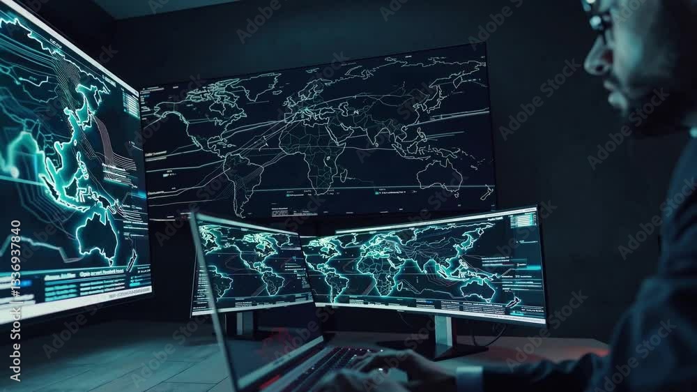 Poster high-intensity cyber defense operations with global mapping and data analysis