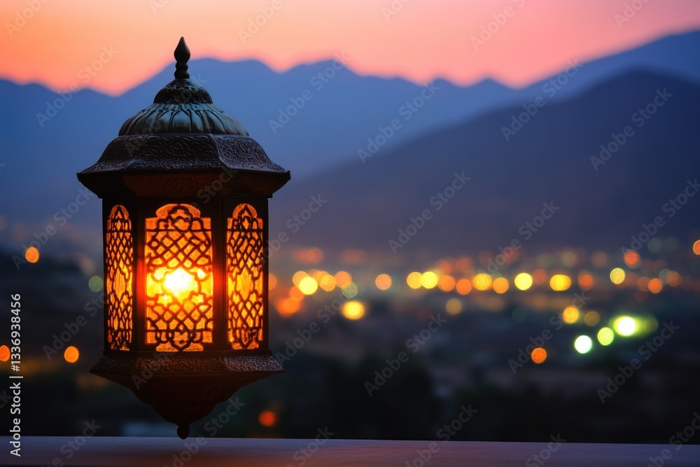 Poster A lamp placed on a table with a simple design