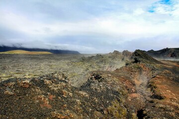 La distesa di lava di Leirhnjukur vicino al lago Myvatn in islanda