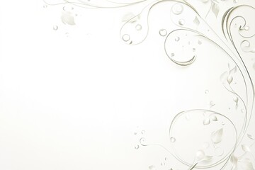 Elegant Silver Floral Design, Swirls, Leaves, Bubbles, White Background, Wedding Invitation Template