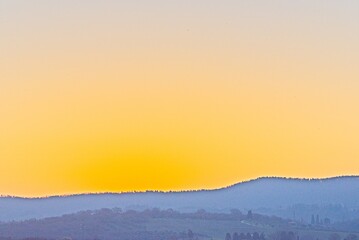 Sunrise and Fog Umbria Tuscany Italy January