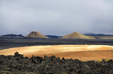 La distesa di lava di Leirhnjukur vicino al lago Myvatn in islanda