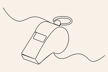 Obraz premium Single line drawing of a sports referee whistle 