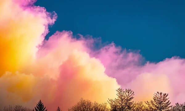 Pastel Sunset Clouds Over Silhouetted Trees