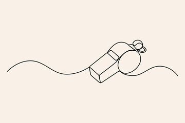 Obraz premium Single line drawing of a sports referee whistle 