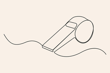 Obraz premium Single line drawing of a sports referee whistle 