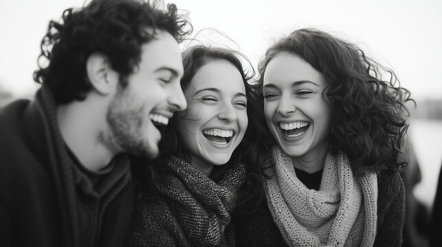 Joyful friends sharing laughter in a platonic moment
