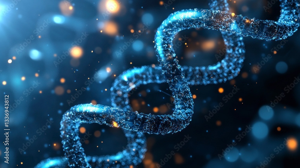 Aufkleber rendering of dna structure with blue hues and particle details
