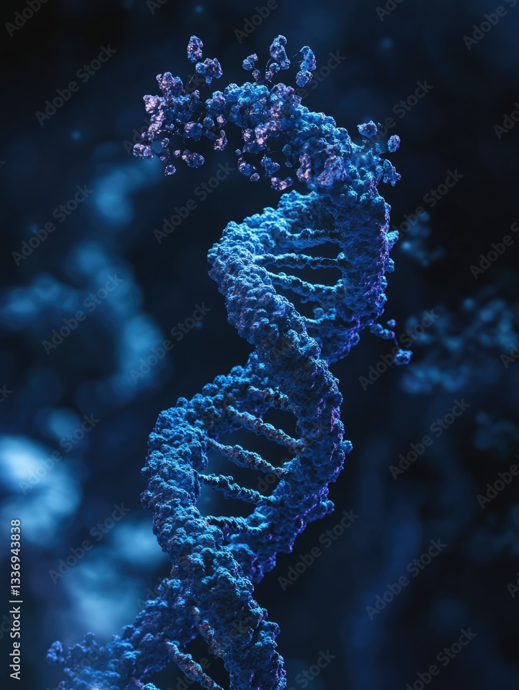 Poster a close-up shot of a double strand of dna, highlighting the molecular structure