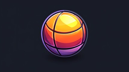 Fototapeta premium An illustrated basketball with vibrant colors on a dark background