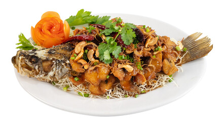 Deep fried Snapper fish with herb
