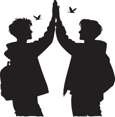 Two friends high five vector