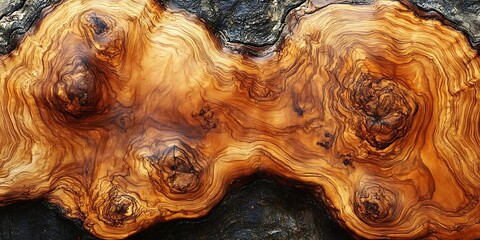 Olive wood grain texture close-up
