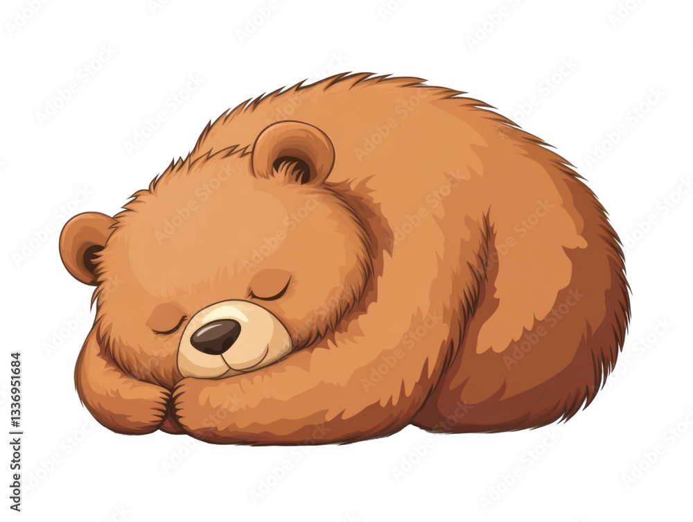 Poster generic animal sleeping curled up on transparent background isolated object