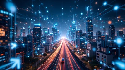 Fototapeta premium Smart city and telecommunication network concept.