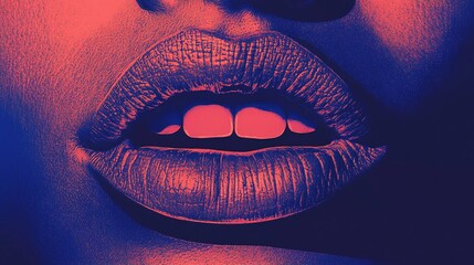 Perfectly shaped lips with bold red lipstick, emphasizing glamour, fashion, and makeup artistry, suitable for advertising and editorials, illustrated book style