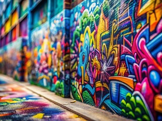 Fototapeta premium Abstract Graffiti Art Background: Tilt-Shift Street Art Pattern for Prints & Textiles