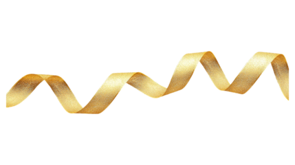 Golden ribbon swirls elegant design luxury decoration, isolated on transparent background