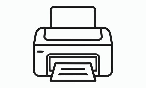 recommend clip art: Printer outline vector, home printer line drawing illustration