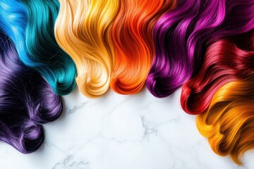 Colorful hair dye swatches displayed in a circular arrangement Generative AI