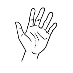 Obraz premium line art icon of a hand raised in a friendly wave PNG, symbolizing greetings and warmth.