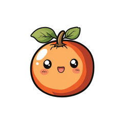 Cute Cartoon Orange Character with Smiling Face and Leaves