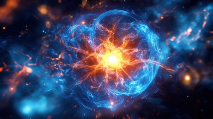 Fiery Cosmic Fusion: A Celestial Dance of Energy