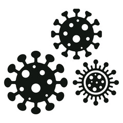 Silhouette set of vector illustrations of simple shapes of various virus icons and pictograms