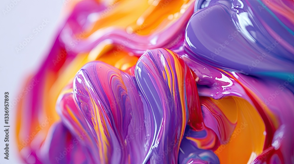 Poster multicolored abstract expressionism featuring thick, flowing paint strokes in a vivid composition. -
