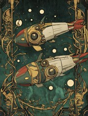 Retro sci-fi space ships