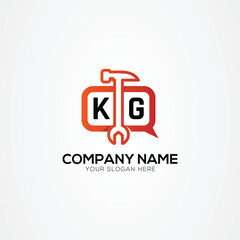 Letter KG Logo With Services Icon or Chat Logo Isolated Vector Illustration