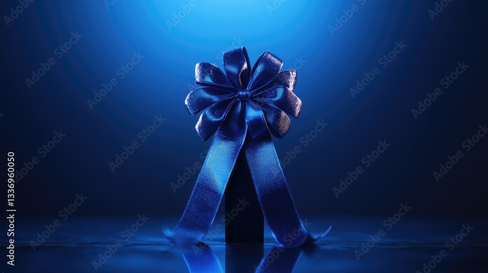 Poster a blue bow on a blue background, suitable for use in designs with a pop of color